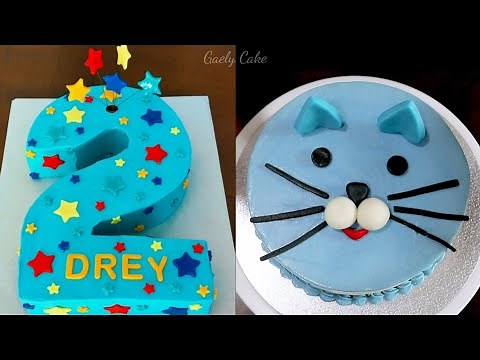 How to make Number Two Cake | Minimalist Cat Cake Tutorial | Gaely Cake