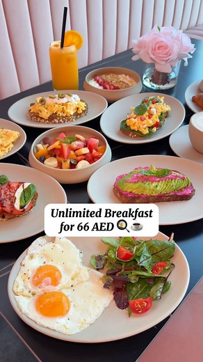 Unlimited Breakfast for 66 AED per person in Dubai 🙌🏼☕️🍳 The offer includes a drink of your choice🍹& it has 12 savory & sweet food options, from German pancakes & croissant with jam to scrambled eggs & avocado toast, so make sure to go HUNGRY! 😮‍💨🍽️ 📍 @choco_berry_boutique is located in JVC T&Cs: 1. One dish per person at a time 2. Must be availed by everyone seated at the table 3. Maximum of one and a half hours at the table 4. Only kids aged below 12 can share for AED 28 5. Last order 