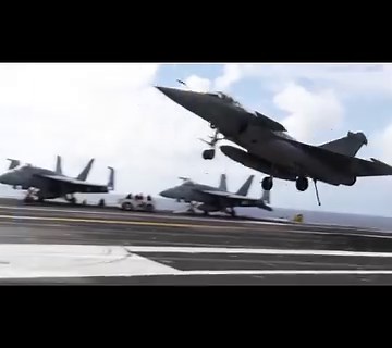 @lachasseembarquee rafale m landing with a arrested recovery onboard a US carrier. Fact check: An explanation of Rafale M deck landing, recovery, summarized: 1. **Approach and Alignment**: - As the Rafale M approaches the deck of the aircraft carrier, the pilot maintains precise alignment with the landing area while adjusting altitude and airspeed to establish the correct approach profile. - The pilot carefully monitors visual cues, such as the ship's landing signal officer (LSO) signals and the