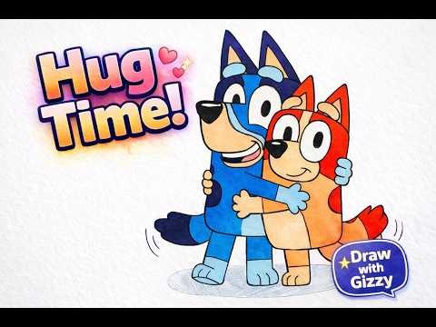 Best Hug! ❤️ | How to Draw Bluey & Bingo Easy (Fan Art)