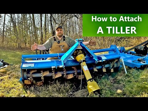 How to Attach a Tiller to a Tractor - Stubborn PTO shaft wrasslin!