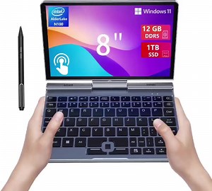 8 Inch Mini Laptop HD Touchscreen Portable 2-in-1 Computer Win 11 Pro Small Laptop for Business and Students Intel N100