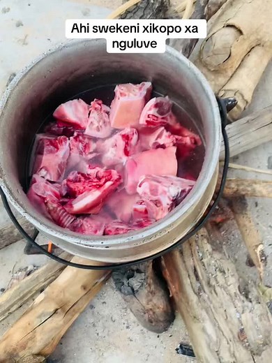 Outdoor Cooking with Meat and Red Chilies