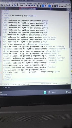 HTML Formatting Tags | Formatting Tags In HTML | #html #formating #viral #shortsfeed #shorts