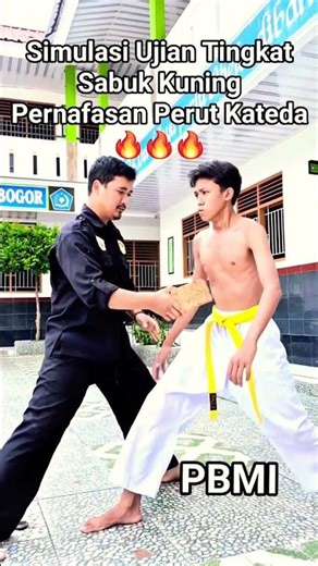 YELLOW BELT RANK EXAMINATION SIMULATION SIMULTANEOUS ABDOMINAL BREATHING RED BRICK #kateda #marti...
