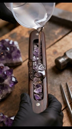 Turning Amethyst Crystals Into a Knife Handle 💎 #craft #diy #renovation