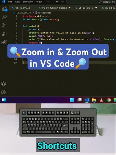 How to Zoom in & Zoom Out in VS Code 🖥️ Use keyboard shortcuts #shorts
