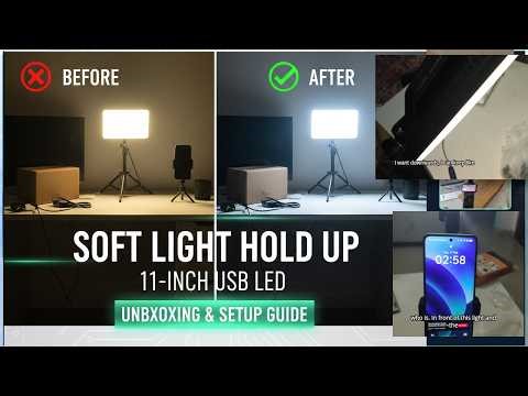 Unboxing And Set Up Soft Light Hold up 11 Inch USB LED Camera Soft Panel Light with Tripod Stand