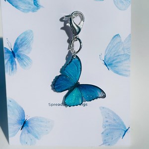 Blue Butterfly Keychain, Insect Resin Accessories, Handmade Bag Charm, Gift for Nature Lovers - Etsy