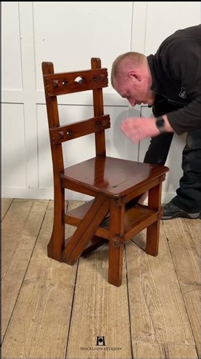 Antique Walnut Metamorphic Library Chair #decor #antiquefurniture