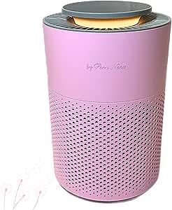 Air Purifier with True HEPA Filter and Cold Plasma Technology, with 360° air inlet, night light, timer, Compact Size, Pink