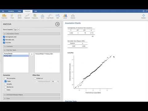 Tutorial ANCOVA melalui JAMOVI