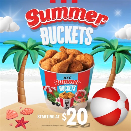 It's just something about KFC on the beach that gives "match made in heaven" 😍 Get the party started with a #KFCSummerBucket deal -starting at just $20!!! 🔥🍗 #KFCNassau #FingerLickinGood #BucketTogether | KFC