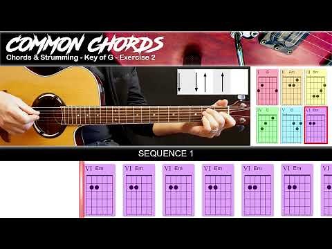 Chords in Key G - Ex2 of 4 - G C D Em | BEGINNERS EASY GUITAR LESSON | Chords & Strumming