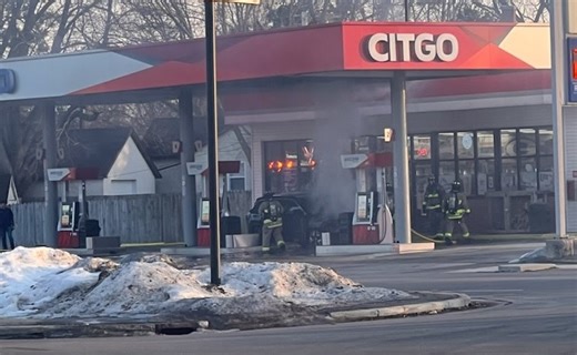 WATCH: SUV on fire near gas pumps at Citgo in La Crosse