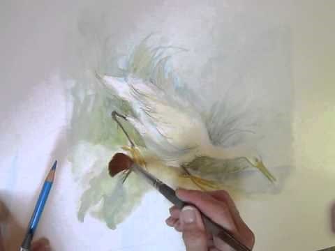 Susan Winget painting a Snowy Egret