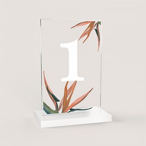 Acrylic Table Number | Birds of Paradise | Tropical Wedding | Boho Wedding | Clear Acrylic | Minimal - Etsy