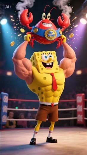BUFF SpongeBob vs Mr. Krabs 💪🦀 (INSANE FIGHT)” #SpongeBob #Shorts #AIvideo #Animation #Funny #Fight