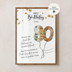 Geldgeschenk 80 Geburtstag Mann Frau Jahrgang 1946 Geschenk Idee Geld lustig DIY Geburtstagsgeschenk I PDF sofort Download selber ausdrucken - Etsy.de