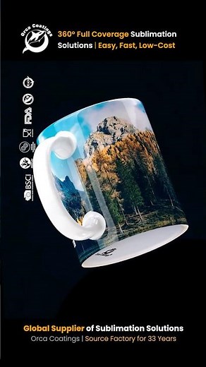 Seamless 360° Full Coverage Sublilmation Solution for Mugs | True Full Wrap | Easy, Fast, Low-Cost