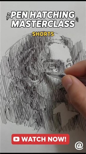 Satisfying Pen Hatching Portrait Sketch ✍️✨ #shorts #art