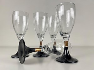 Set of 5 Vintage Rocco Bormioli Arianne Sky Italian Red Wine Glasses With Painted Black and Gold Graceful Stem, Italy 1980s - Etsy Canada