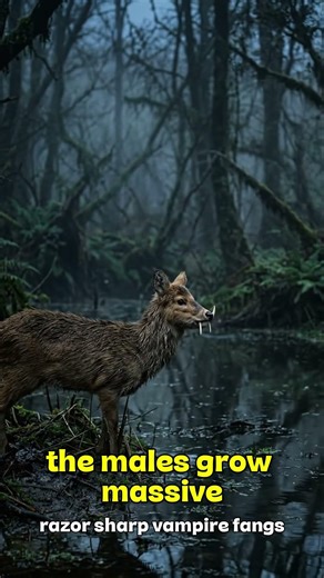 The Deer With Vampire Fangs 🦌 #waterdeer #vampiredeer