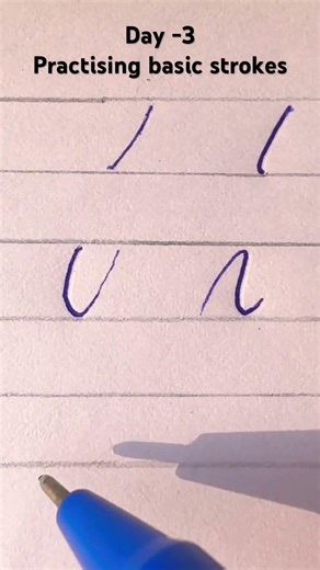 Day-3 of practising basic calligraphy strokes with a pen. #basiccalligraphy #learning #beginners