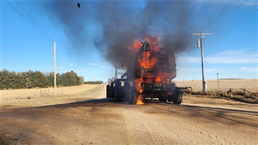 Farmer drives flaming combine out of field, may have save acres of farmland - Northeast NCN