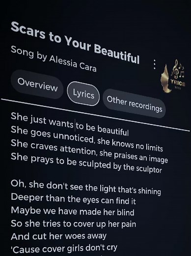 Scars to your beautiful 🎧🎵 #scarstoyourbeautiful #alessiacara #song #music #lyricssong9911
