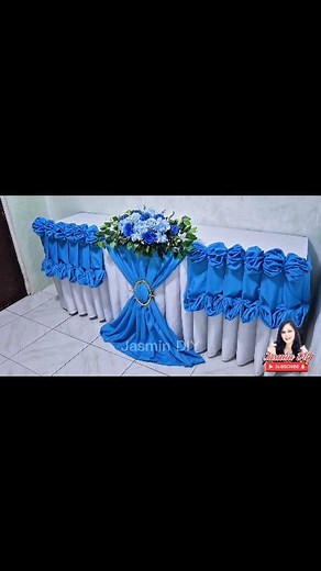 Full Video Tutorial Design #3 SIMPLE, EASY, BEAUTIFUL & ELEGANT TABLE SKIRTING TABLE DECORATION IDEAS #diy #anyoccasion #TableSkirting #catering #partydecor #birthday #wedding #valentines #tablestyling #christening | Jasmin Diy