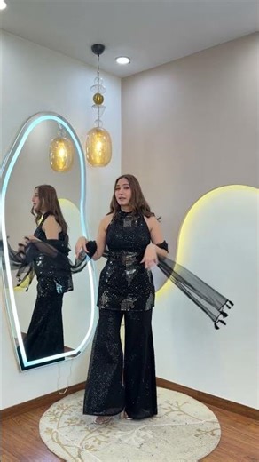 Party wear 3 pc set with all hand work on kurti with plazo with net dupatta with tassels