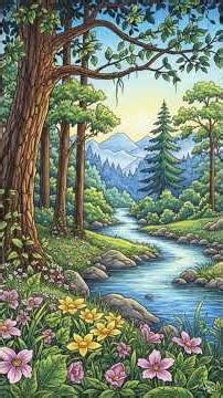 # Beautiful nature drawing with color #