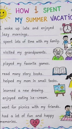 Holiday home work | English worksheet | how i spent my Summer vacation|