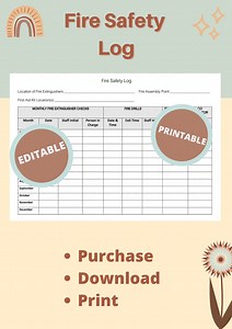 Editable Fire Safety Log for Childcare (printable) - Etsy