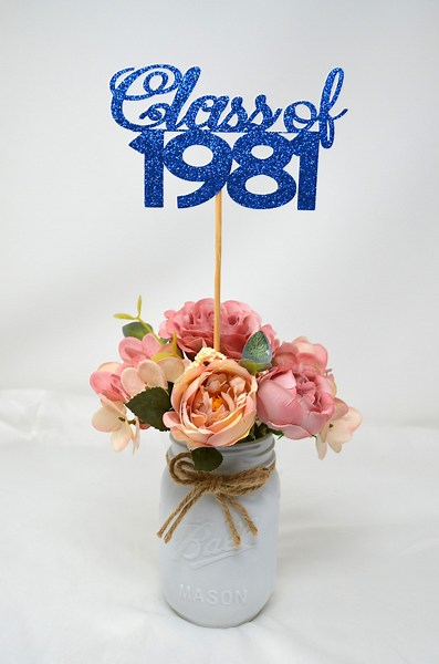 1981 Reunion Table Centerpiece Sticks, 45th High School Reunion Party Table, Class of 1981 Cutouts, Glitter Class Reunion Cutouts, 1981 - Etsy