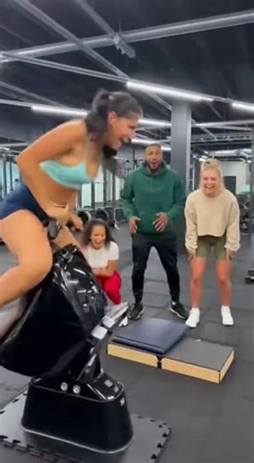 She didn’t sign up for this ride 😂#fitness #beauty #funny #mechanicalhorse #humor #comedy #humor