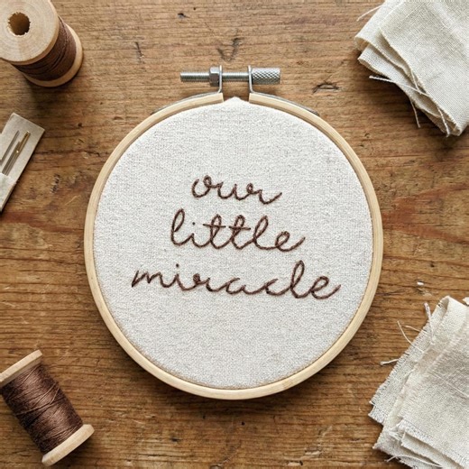 Baby Announcement Hand Embroidery Wood Hoop, Our Little Miracle, Hand Embroidered Name Hoop, Newborn Photo Prop Hoop - Etsy