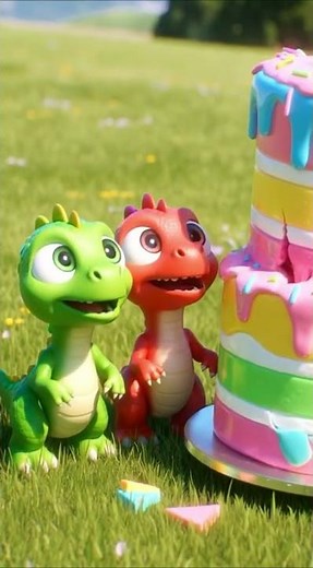 Watch the funny adventure of two cute dinosaurs — a green dinosaur