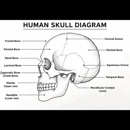 Human Skull Drawing Tutorial #Shorts