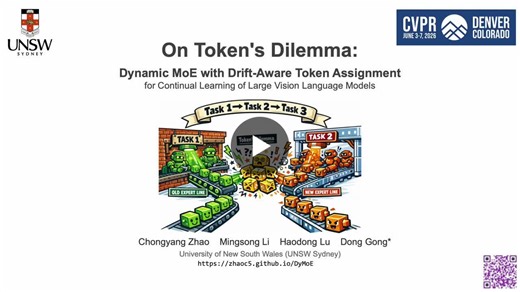 #cvpr2026 #continuallearning #mixtureofexperts #dynamicmoe #largevisionlanguagemodels #multimodalai #deeplearning #machinelearning #ai #computervision | Dong Gong