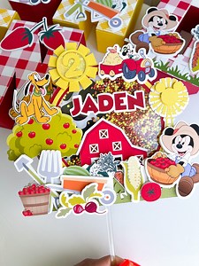 Farmer Mickey Mouse Cake Topper|mickey Mouse Cake Topper|farm Mickey Mouse Birthday Decorations|kids Cake Topper|farm Cake Topper - Etsy