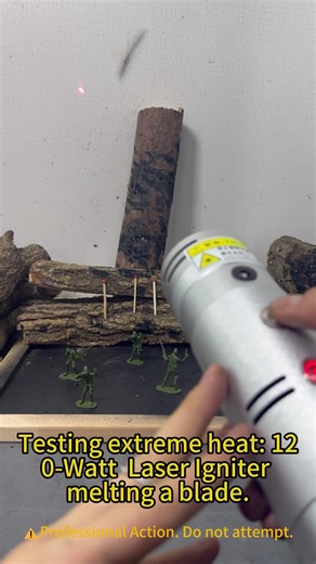 Testing extreme heat: 120-Watt Laser Igniter melting a blade.#Laser #laserigniter #diy #tools