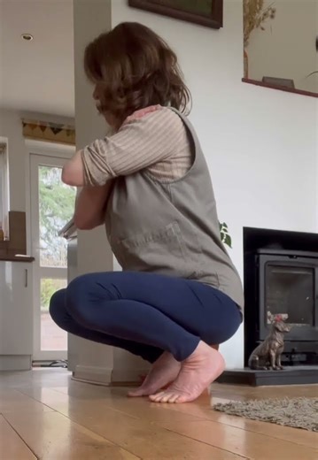 Active squat challenge - heels stay up in the air.