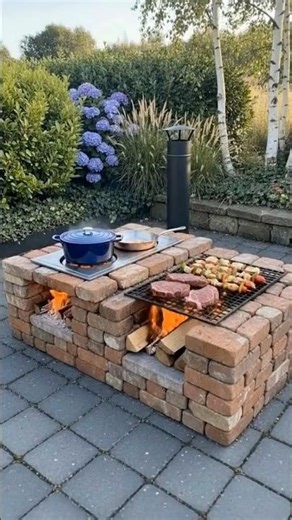 DIY Outdoor Brick Grill: Rustic Cooking Meets Garden Charm...