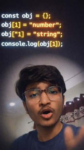 Aadi jain | JavaScript Object Keys Explained | Why obj[1] and obj["1"] Return Same Value? | JS Interview Concept | JavaScript Type Coercion | Objects... | Instagram