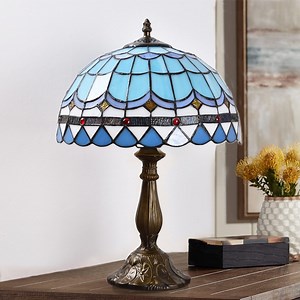 Orinova Tiffany Style Table Lamp Bedside Desk LED Lamp Shades Bedroom Stained-Glass 18.1'' H Multi-Color - Walmart.com