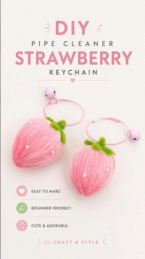 How to Make a Cute Pipe Cleaner Strawberry! 🍓✨ #shorts #diycrafts #jjcraftstyle