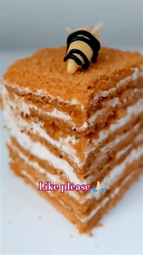 Honey Cake with Cute Bee 🐝😍 Melt in Mouth Magic! #shorts