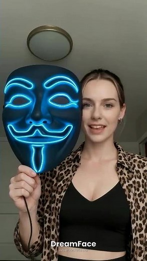 Custom LED Halloween Mask 🎭 | Rechargeable Light Up Mask with 4 Colors 🌈